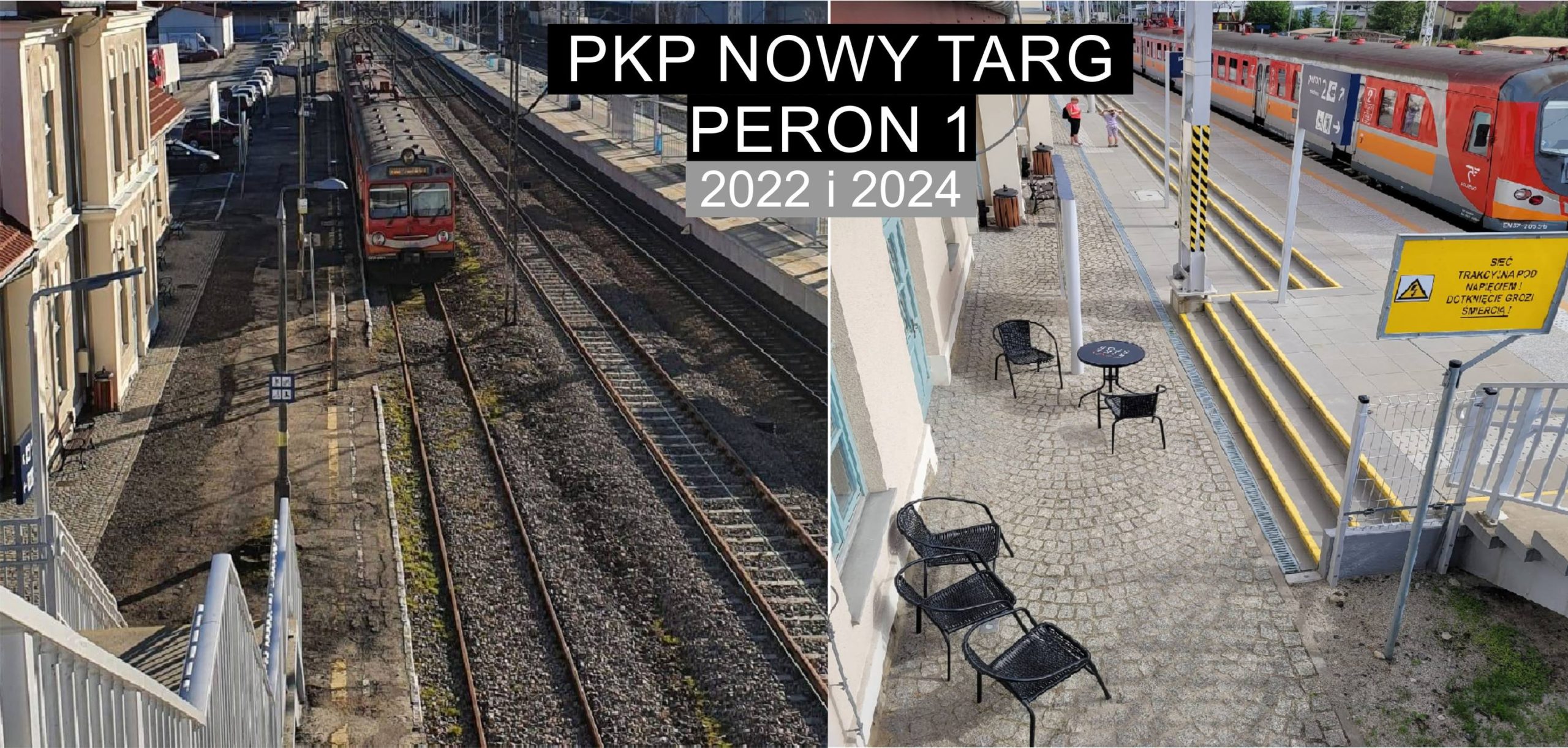 Peron nr 1 w Nowym Targu. Przed i po. 